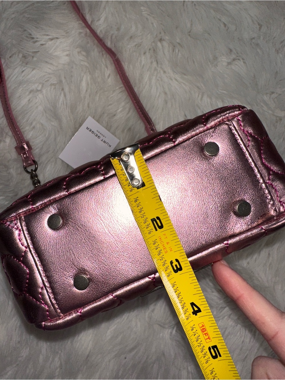 Kurt Geiger • The Brixton Quilted Heart Metallic Leather Top Handle Purse - Picture 5 of 17